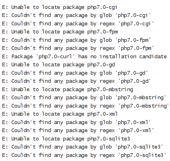 记录] 解决安装PHP7.0出现E: Unable to locate package php7.0-cgi 